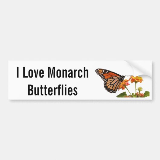 Ik hou van Monarch Butterflies Bumpersticker (Voorkant)