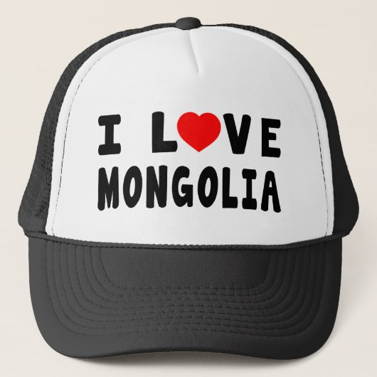 Ik hou van Mongolië Trucker Pet (Voorkant)