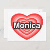 Ik hou van Monica. Ik hou van je Monica. Hart Briefkaart (Voorkant / Achterkant)