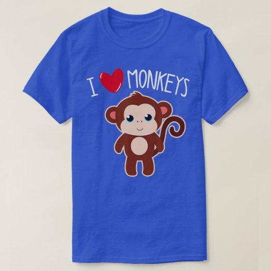 Ik hou van MONKEYS Funny Monkey Lover Heart Cute A T-shirt (Design voorkant)