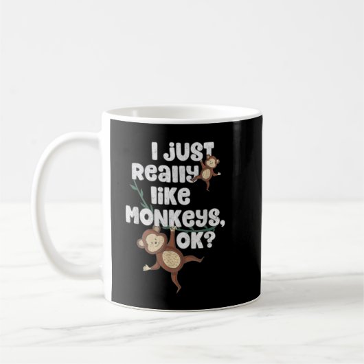 Ik hou van Monkeys OK Funny Monkey Gift Koffiemok (Links)