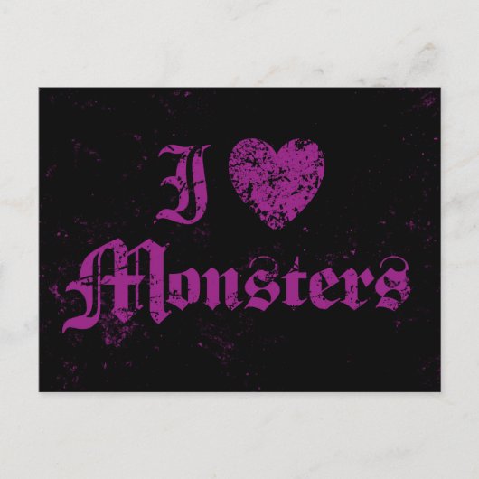 Ik hou van monsters briefkaart (Voorkant)