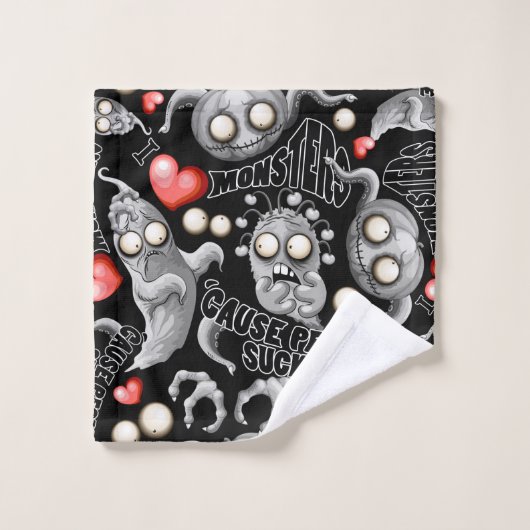 Ik hou van monsters omdat mensen klote zijn bad handdoek (Wasdoekje)