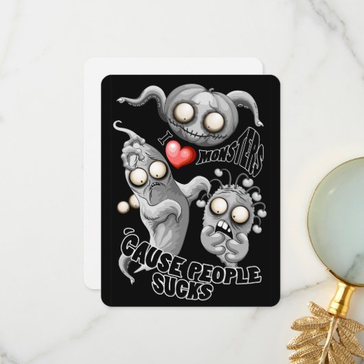 Ik hou van monsters omdat mensen klote zijn bedankkaart (Voorkant / Achterkant in situ)