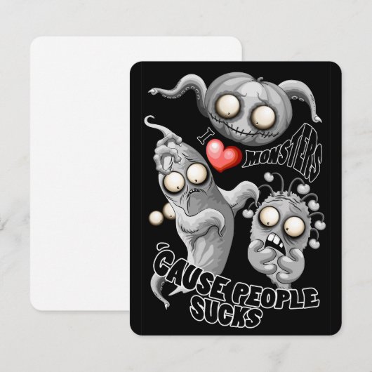 Ik hou van monsters omdat mensen klote zijn bedankkaart (Voorkant / Achterkant)