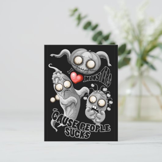 Ik hou van monsters omdat mensen klote zijn briefkaart (Staand voorkant)