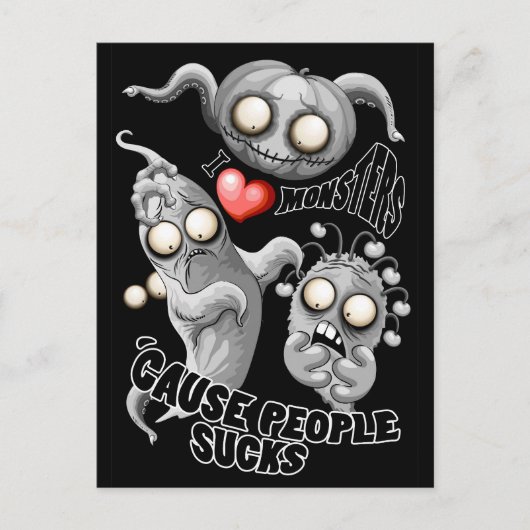 Ik hou van monsters omdat mensen klote zijn briefkaart (Voorkant)
