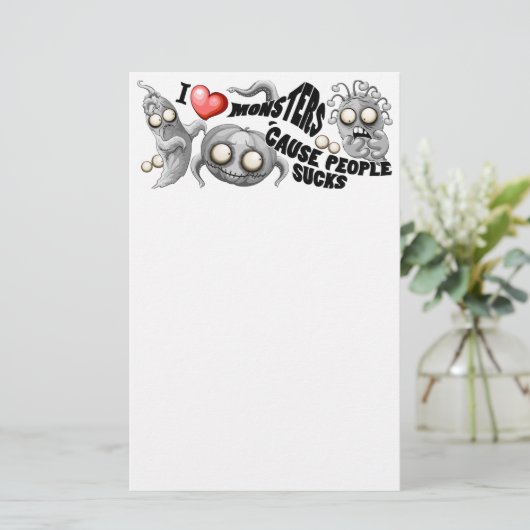 Ik hou van monsters omdat mensen klote zijn briefpapier (Staand voorkant)