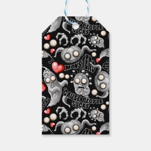 Ik hou van monsters omdat mensen klote zijn cadeaulabel (Voorkant)