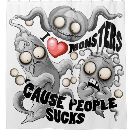 Ik hou van monsters omdat mensen klote zijn douchegordijn (Voorkant)