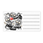 Ik hou van monsters omdat mensen klote zijn etiket (Voorkant)