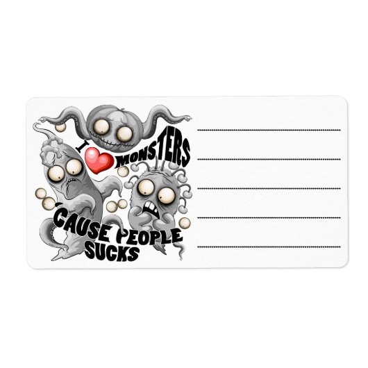 Ik hou van monsters omdat mensen klote zijn etiket (Voorkant)