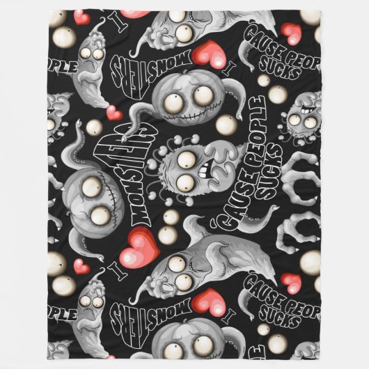 Ik hou van monsters omdat mensen klote zijn fleece deken (Voorkant)