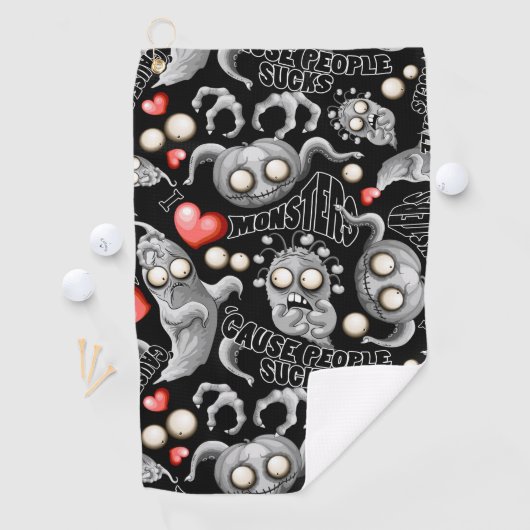 Ik hou van monsters omdat mensen klote zijn golfhanddoek (Insitu)