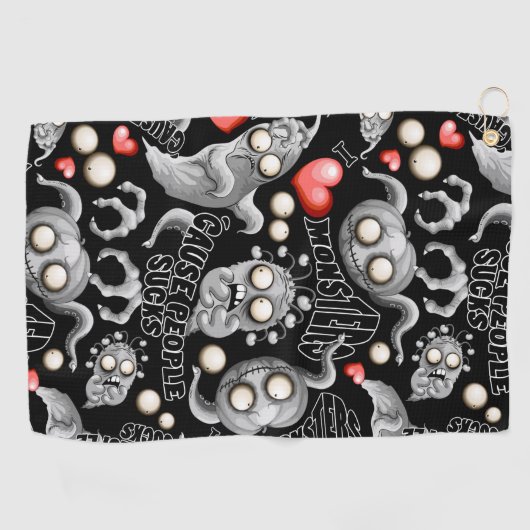 Ik hou van monsters omdat mensen klote zijn golfhanddoek (Horizontaal)