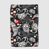 Ik hou van monsters omdat mensen klote zijn golfhanddoek (Voorkant)