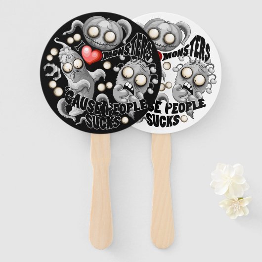Ik hou van monsters omdat mensen klote zijn handwaaier (Voorkant en achterkant)