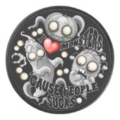 Ik hou van monsters omdat mensen klote zijn hockey puck (Voorkant)