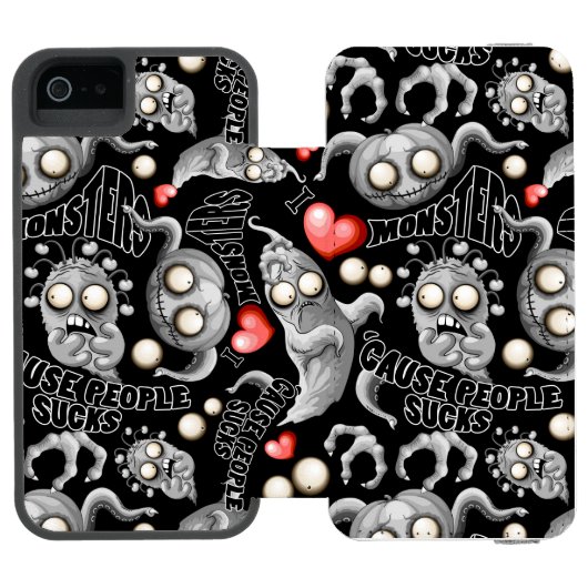 Ik hou van monsters omdat mensen klote zijn incipio iPhone portemonnee hoesje (Agenda Open)