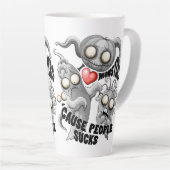 Ik hou van monsters omdat mensen klote zijn latte mok (Rechterhoek)