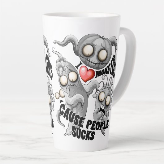 Ik hou van monsters omdat mensen klote zijn latte mok (Rechterhoek)