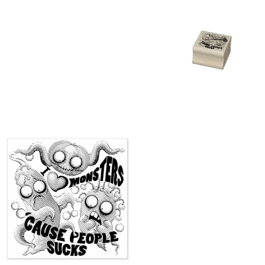 Ik hou van monsters omdat mensen klote zijn rubberstempel (Gestempeld)