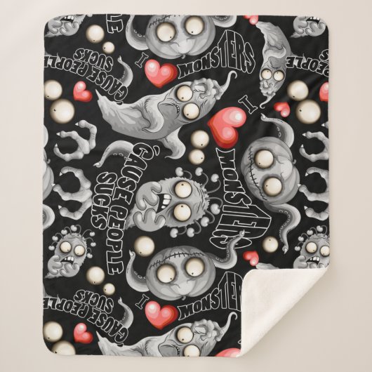 Ik hou van monsters omdat mensen klote zijn sherpa deken (Voorkant)