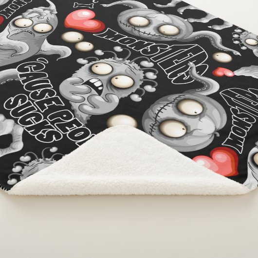 Ik hou van monsters omdat mensen klote zijn sherpa deken (3/4)