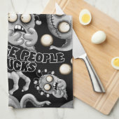 Ik hou van monsters omdat mensen klote zijn theedoek (Quarter Fold)