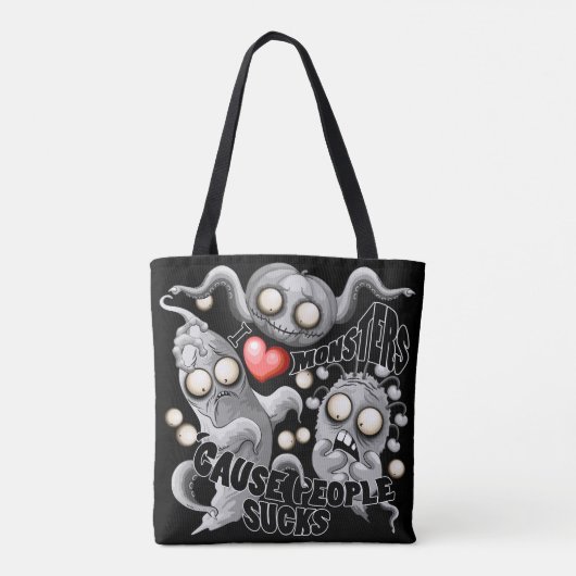 Ik hou van monsters omdat mensen klote zijn tote bag (Achterkant)
