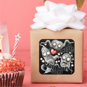 Ik hou van monsters omdat mensen klote zijn vierkante sticker