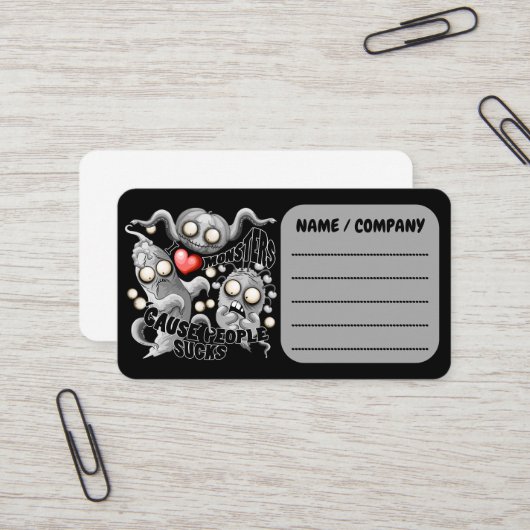 Ik hou van monsters omdat mensen klote zijn visitekaartje (Voorkant / Achterkant in situ)