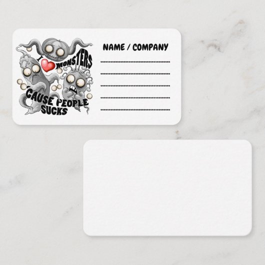 Ik hou van monsters omdat mensen klote zijn visitekaartje (Voorkant / Achterkant)