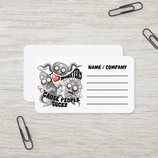 Ik hou van monsters omdat mensen klote zijn visitekaartje (Voorkant / Achterkant in situ)