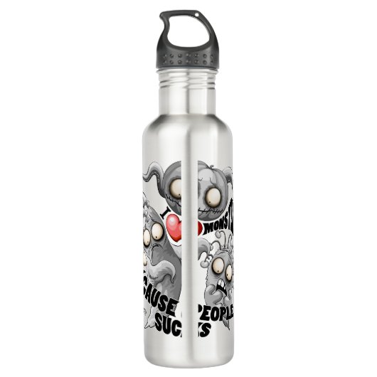 Ik hou van monsters omdat mensen klote zijn waterfles (Achterkant)