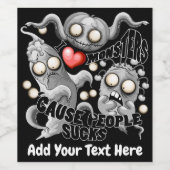 Ik hou van monsters omdat mensen klote zijn wijn etiket (Enkel label)