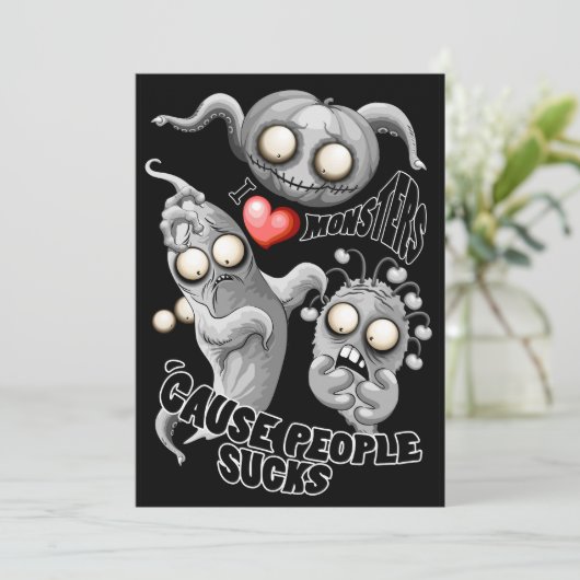 Ik hou van monsters omdat mensen sukken kaart (Staand voorkant)