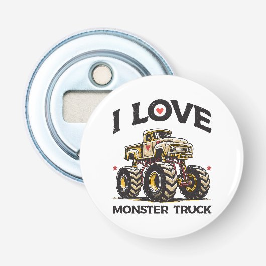 Ik hou van Monstertruck Button Flesopener (Voorkant)