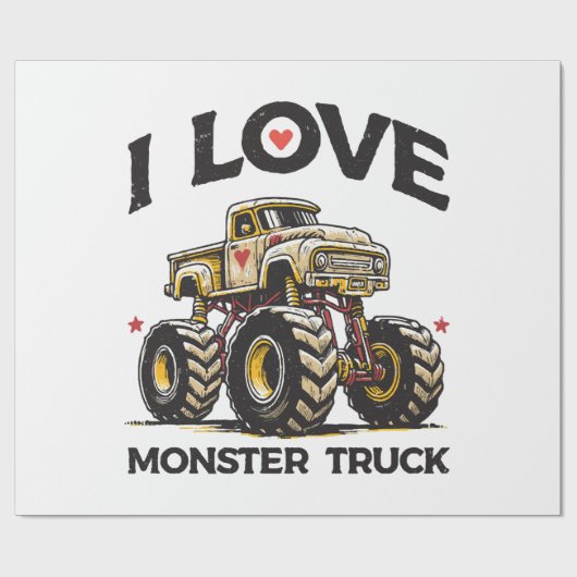 Ik hou van Monstertruck Cadeaupapier (Vlak)