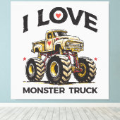 Ik hou van Monstertruck Canvas Afdruk (Insitu (Houten vloer))