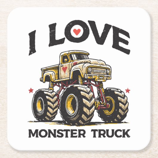 Ik hou van Monstertruck Kartonnen Onderzetters (Voorkant)
