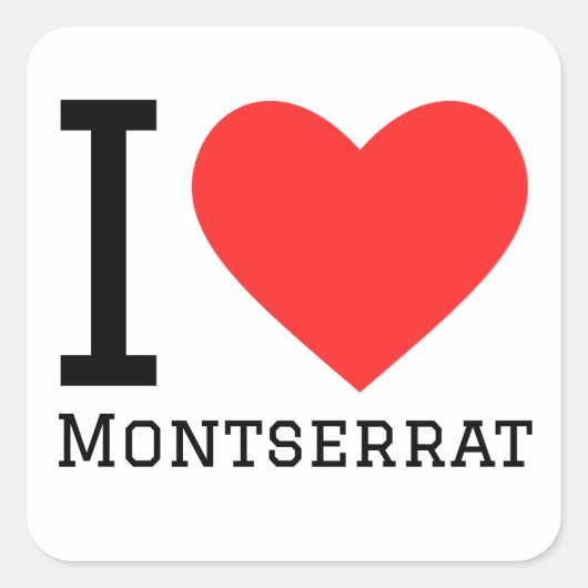 Ik hou van montserrat vierkante sticker (Voorkant)