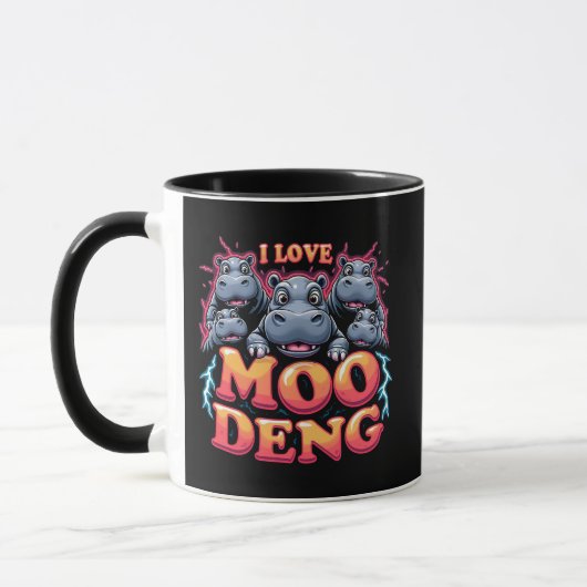 Ik hou van Moo Deng Baby Hippo liefhebbers Mok (Links)