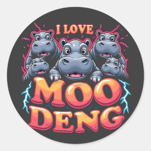 Ik hou van Moo Deng Baby Hippo liefhebbers Ronde Sticker