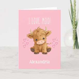 Ik hou van Moo Highland Cow Valentijn Feestdagen Kaart