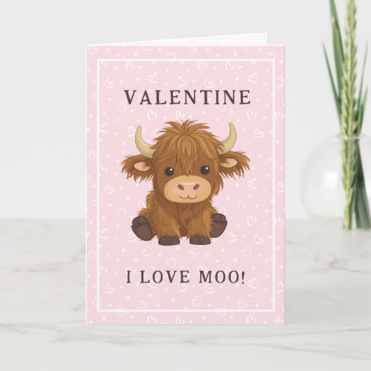 Ik hou van Moo Schotse Koe Valentijn Feestdagen Kaart (Voorkant)