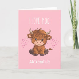 Ik hou van Moo Schotse Koe Valentijn Feestdagen Kaart