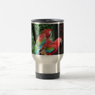 Ik hou van mooie vogels! rode en blauwe papegaaien reisbeker