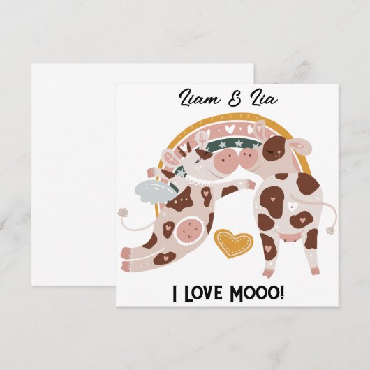 Ik hou van Mooo Cute Koe Gepersonaliseerd hem haar (Voorkant / Achterkant)