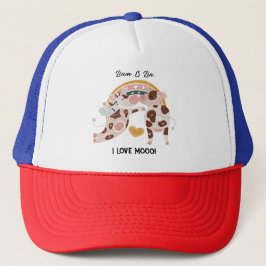 Ik hou van Mooo Cute Koe Gepersonaliseerd hem haar Trucker Pet